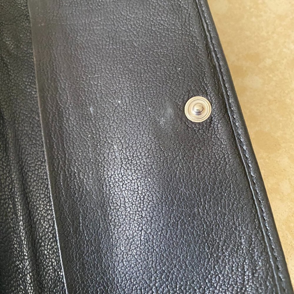 Miu Miu Heart Charm Navy Leather Trifold Wallet - image 8